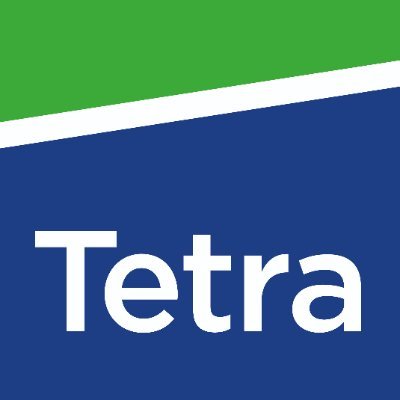 a blue and green Tetra logo