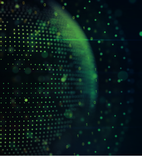 a green dot pattern on a black background
